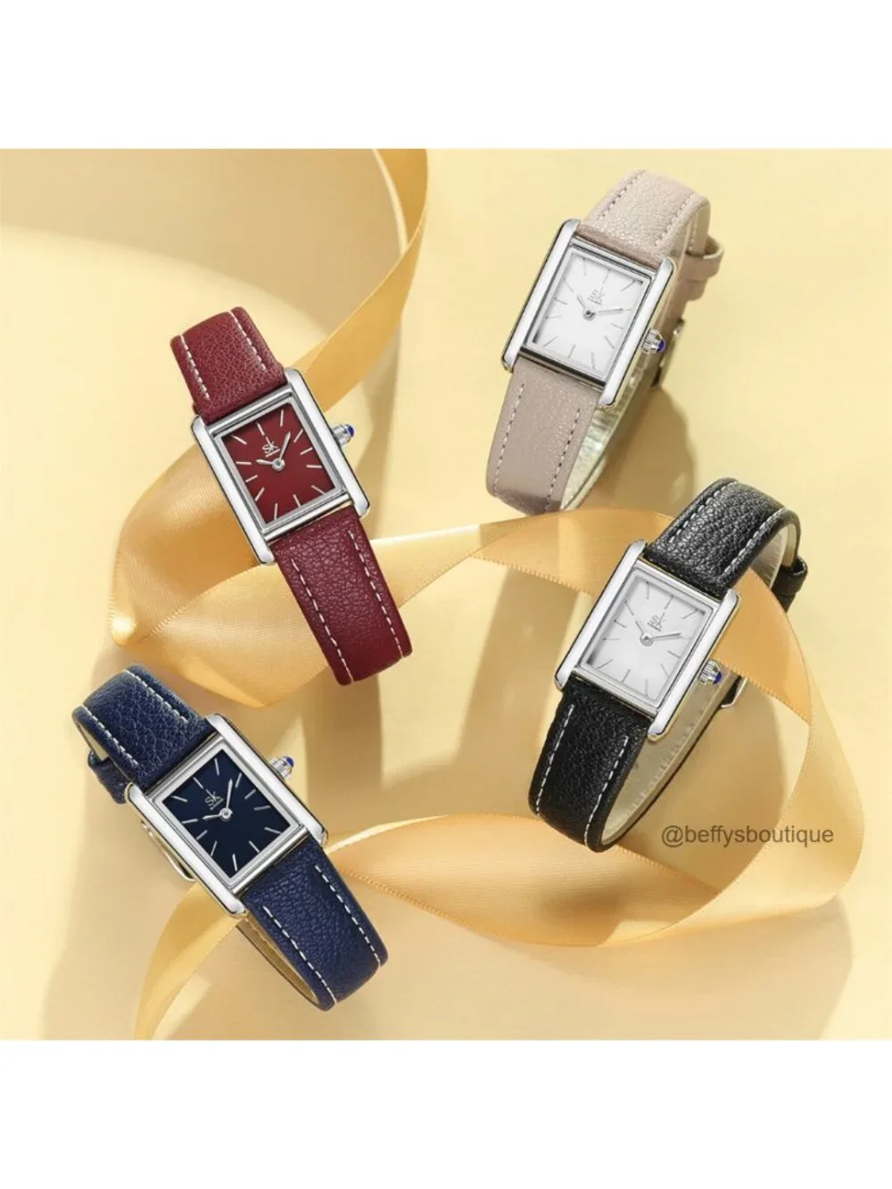 Minimalist Vintage Square Watch for Women - Quartz Leather Strap